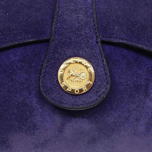 CELINE Chain Shoulder Bag Suede Purple Auth BA1516 - Picture 10 of 16
